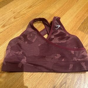 Gymshark Camo Adapt Burgundy Sports Bra with Supportive Fit